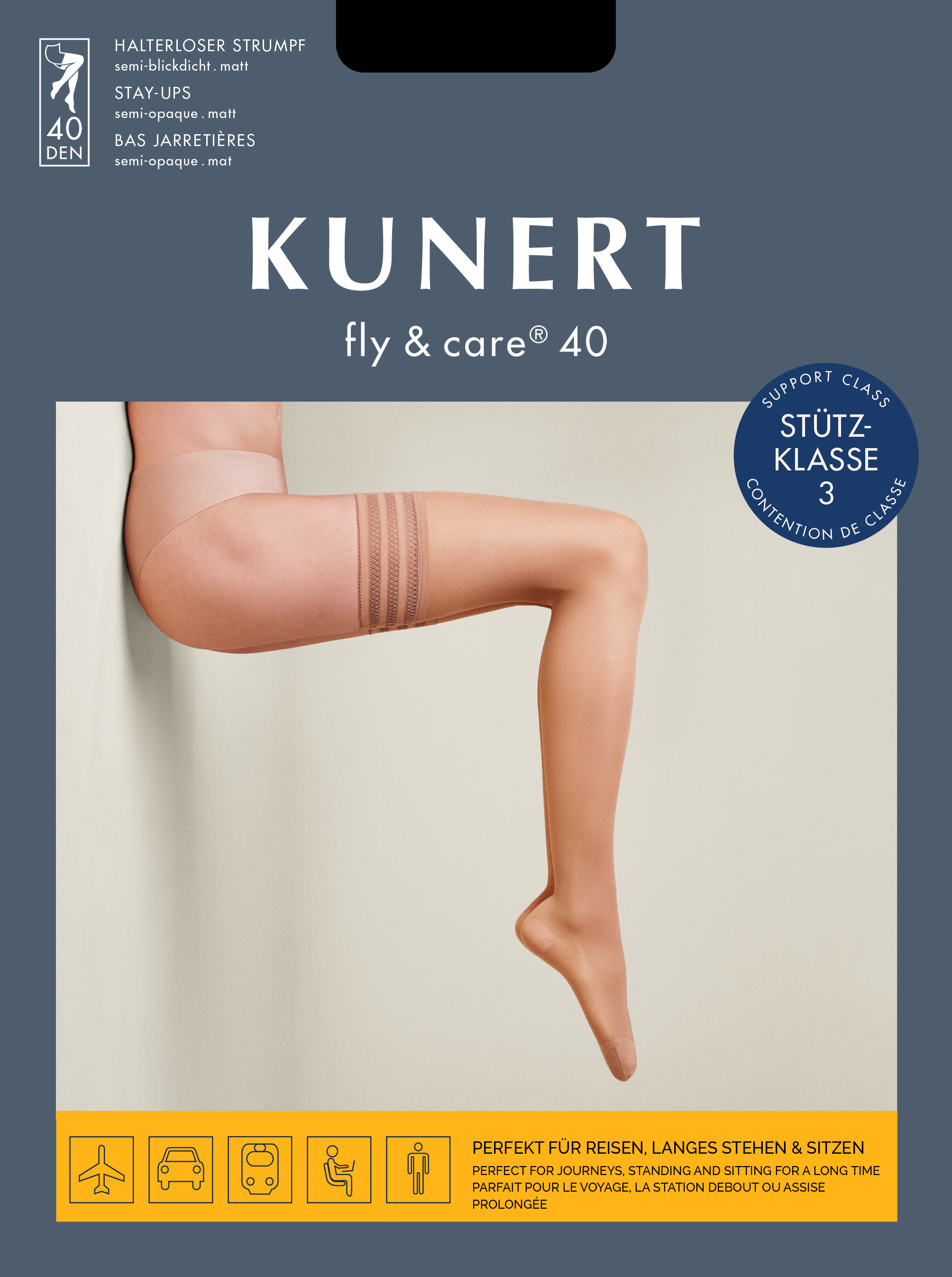 Kunert Fly and Care 40 Halterloser Strumpf